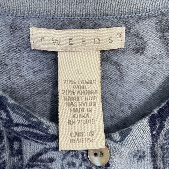 Tweeds Womens L Wool Angora Paisley Cardigan Sweater Fairy Whimsy Boho Romantic - Picture 2 of 9